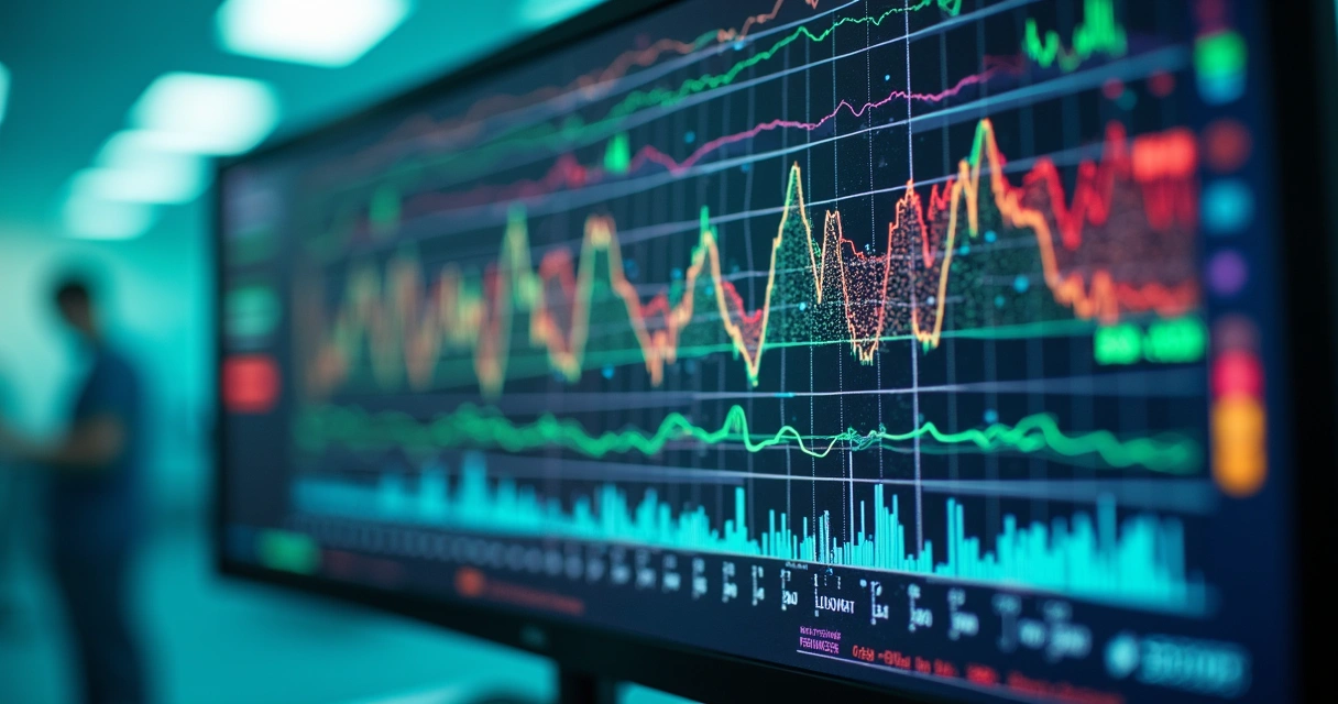 Ilustração de algoritmos de machine learning em monitor hospitalar 