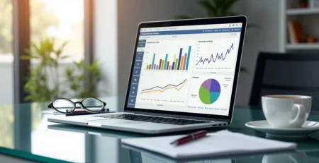 Relatório digital aberto mostrando gráficos de crescimento dos seguros de pessoas em 2025