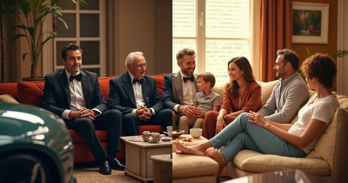 Comparação visual entre luxo de riqueza e simplicidade da independência financeira 